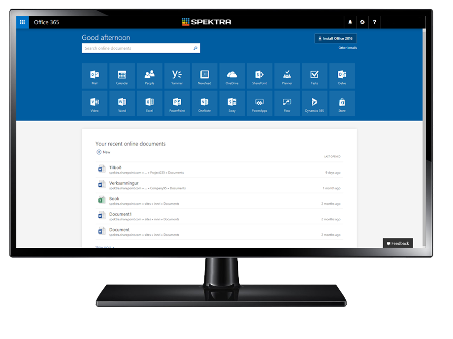 SharePoint og Microsoft 365 vinnuumhverfi